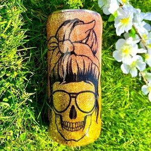 15oz Gold+Rose Gold Ombré Stainless Steel Tumbler:
“Dead Inside But Caffeinated”